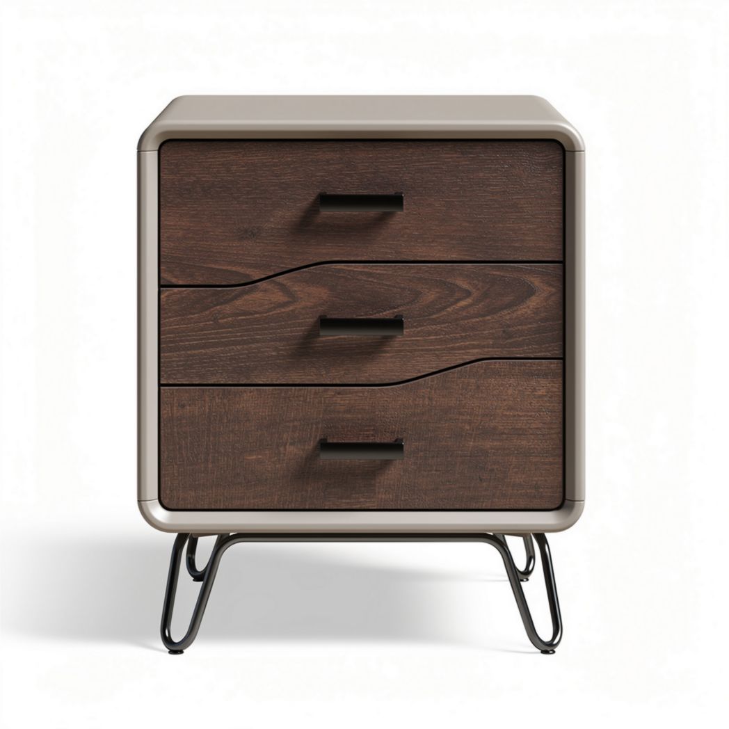 Table de chevet en bois avec trois tiroirs design moderne 45 x 40 x 60cm