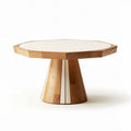 Table basse en bois avec plateau blanc diamètre 50cm et hauteur 40cm