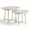 Tables d'appoint rondes en béton et métal doré 60 x 60 x 45cm