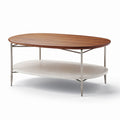 Table basse en bois de noyer avec plateau en marbre blanc 120 x 60 x 45cm