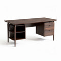 Bureau en bois marron avec tiroirs et étagères dimensions 150 x 75 x 75cm