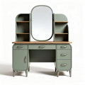 Coiffeuse verte avec miroir et rangements en bois dimensions 120 x 45 x 80cm