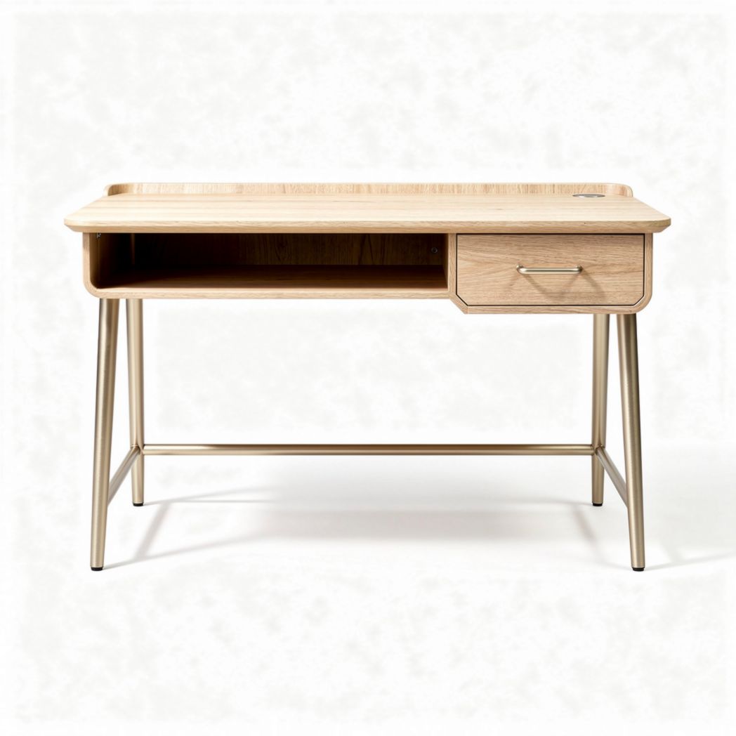 Bureau en bois avec tiroir et étagère de rangement 100 x 60 x 75cm