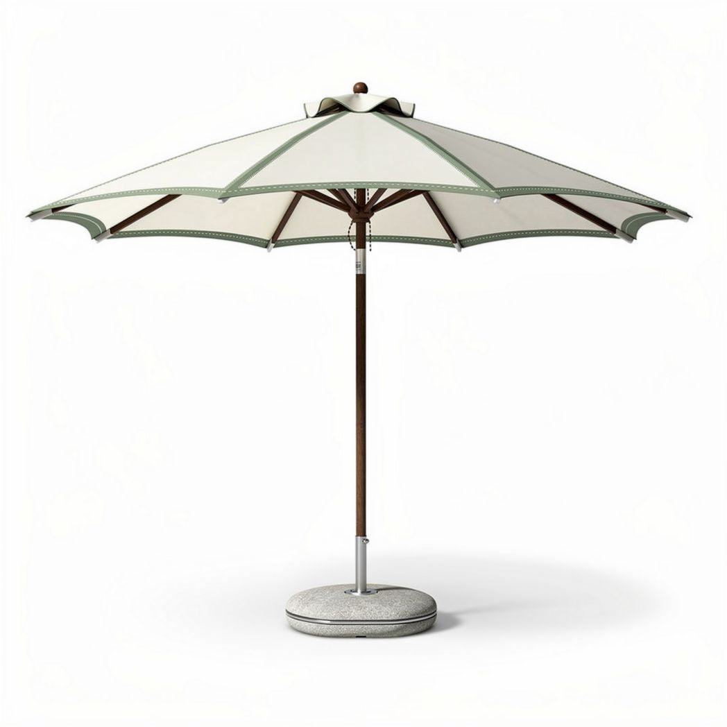 Parasol rectangulaire en toile beige avec structure en bois et pied en béton 250 x 250 x 240cm