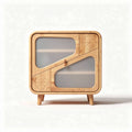 Meuble de rangement en bois de bambou avec portes en verre 80 x 40 x 70cm